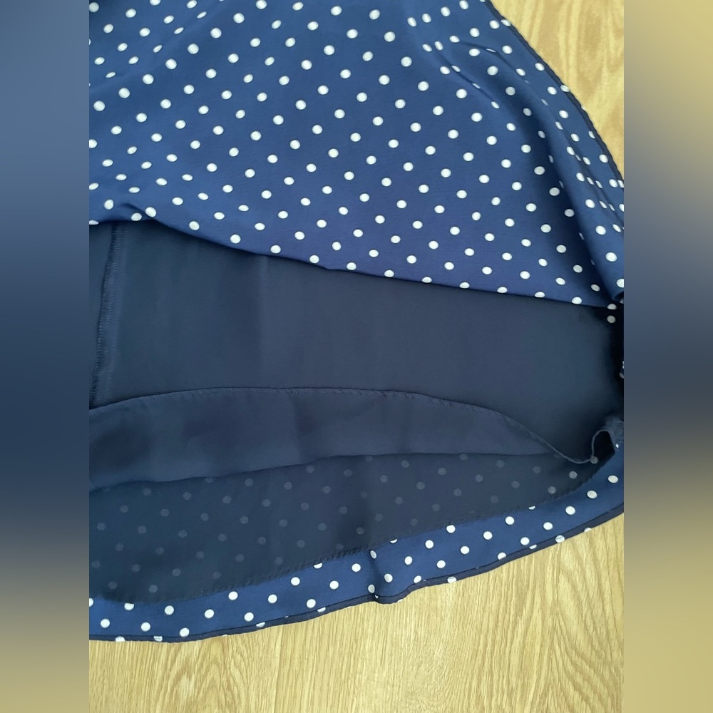 Preppy Polka Dot Navy Flare Mini Skirt Quiet Luxury Lauren RL Sz 6 - Picture 14 of 15